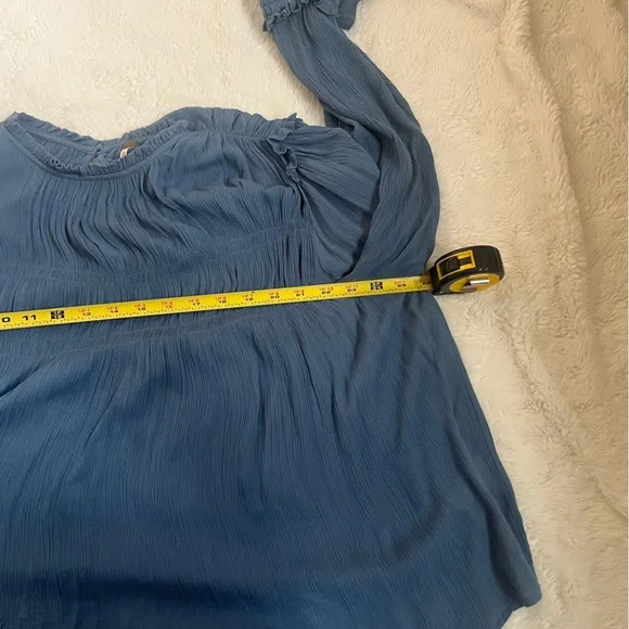 Free People Kelsey Blue Bell Sleeve Pleated Blouse Summer Endless size S - Picture 8 of 11